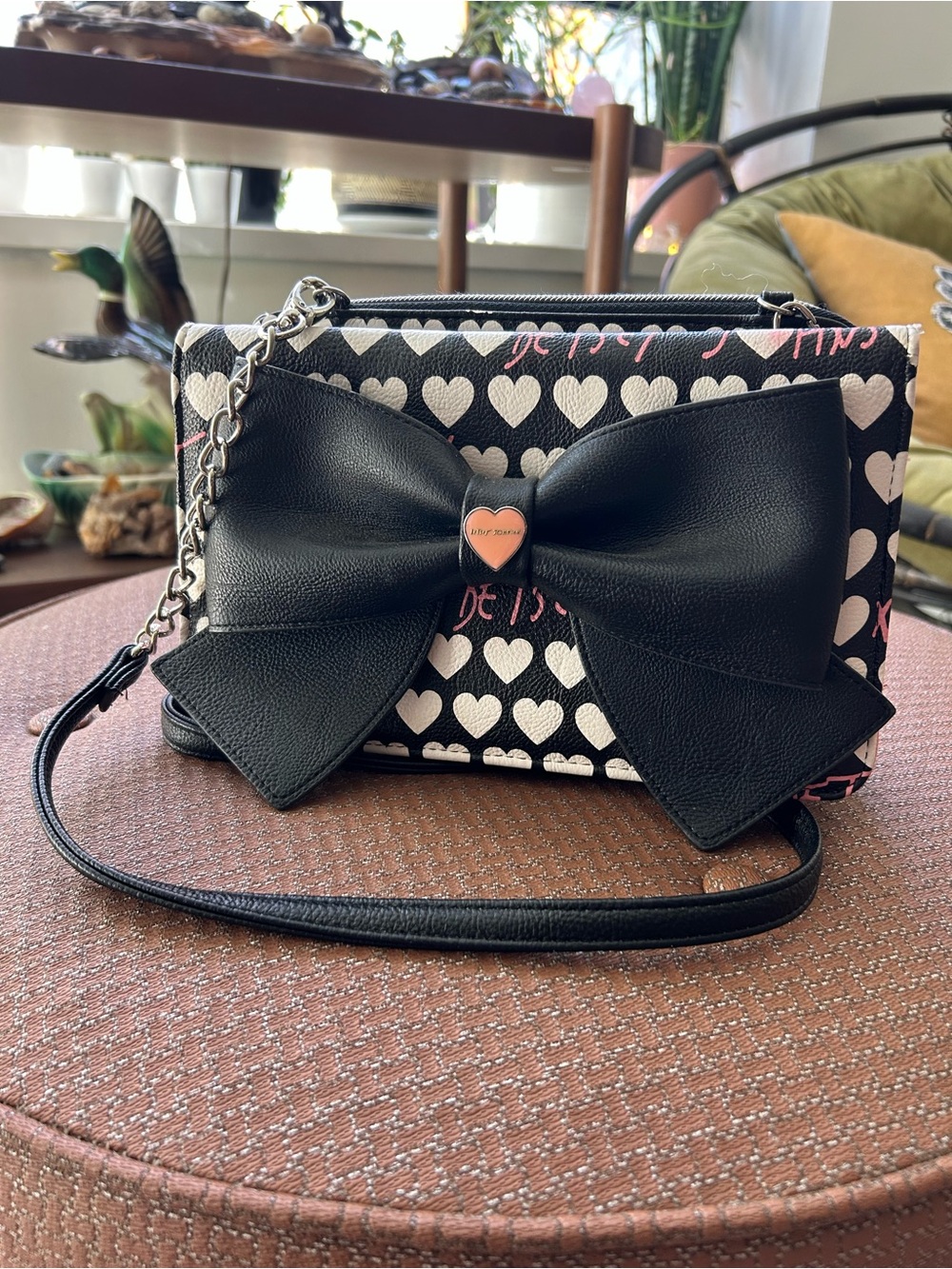 Betsy Johnson heart print purse